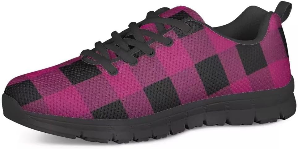 PinUp Angel Women's Buffalo Plaid Walking Shoes Lightweight Comfy Sports Running Work Sneaker
