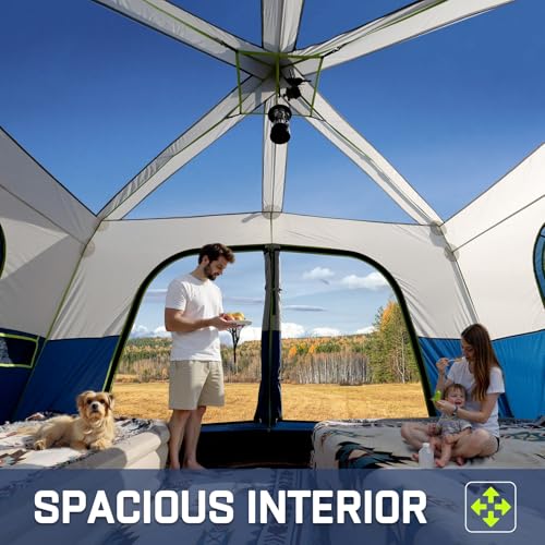 Image of 4 /6 /8 /10 Person Instant Tent, Waterproof Pop Up Tents for Camping with Rainfly, 60 Seconds Easy Setup, Automatic Cabin Tent for Family Camping with Expandable Carry Bag & Upgraded Ventilation