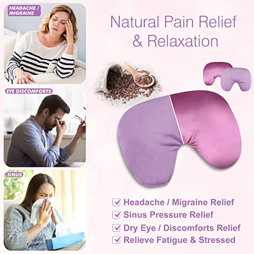 Atsuwell Sinus Mask, Warm Cold Compress Eye Mask for Dry Eyes, Weighted Eye Pillow Microwavable Face Heating Pad for Migraines, Headache, Stress, Sinus Pressure Relief and Relaxation, Pink - Thumbnail 3