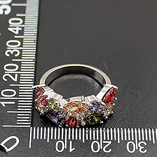 Multi Gemstone Ring Morganite Garnet Amethyst Peridot Promise Wedding Party Ring for Women Size 6 to 103