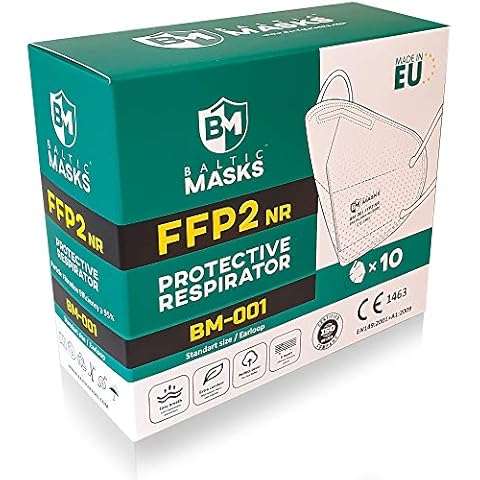 Baltic Masks FFP2 Mask - 100% Made in EU - Pack of 10 - UK/EU Certified Cover