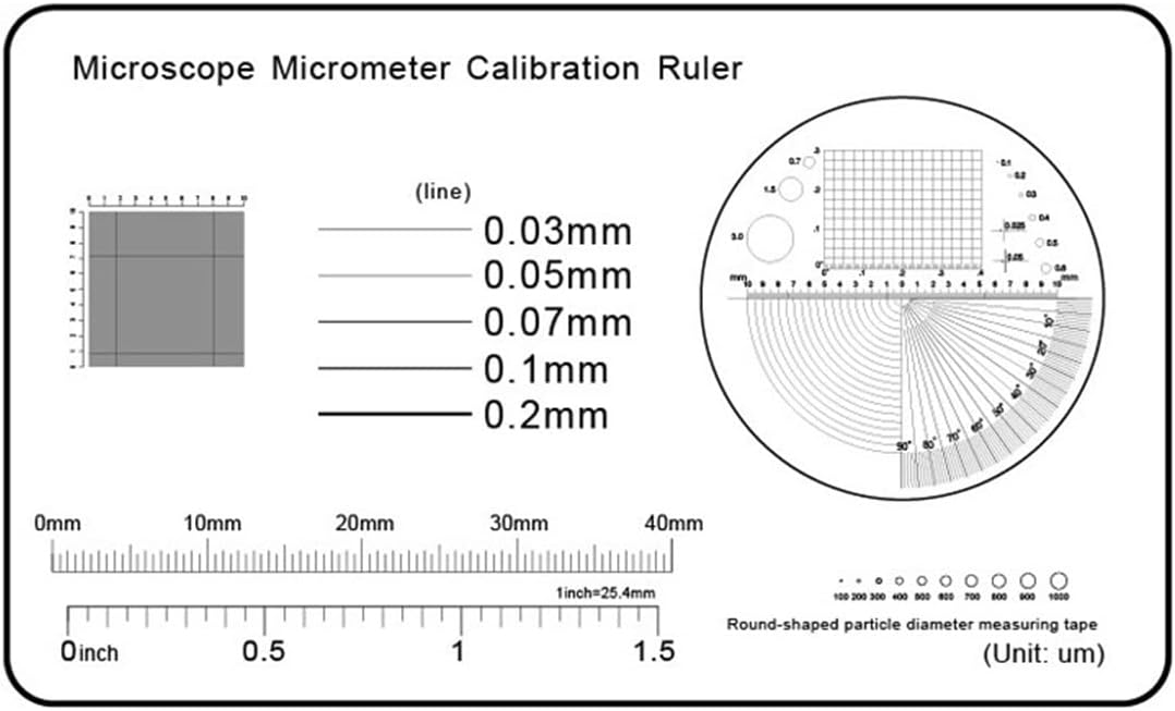 ZTBH Microscope Accessories Kit Microscope Micrometer Calibration Slide Line Width Particle Diameter Measurement Microscope Slides(11)