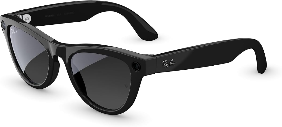 Meta Ray-Ban (Gen 2), Skyler, Negro brillante | Gafas inteligentes con IA para hombres y mujeres — Duración de la batería 2x — Resolución 3K Ultra HD — Cámara ultra ancha de 12 MP, audio y vídeo — Lentes de grafito degradado polarizado