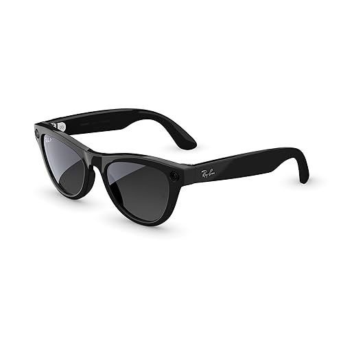 Meta Ray-Ban (Gen 2) Skyler Smart AI Glasses, Shiny Black, Polarized Lenses - Shiny Black, Polarized Gradient Graphite Lenses