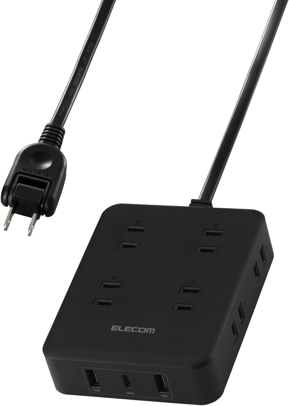 エレコム 電源タップ USB付き 20W PD対応 Type-C×1 USB-A×2 ACプラグ×8 1.5m 雷ガード ホコリ防止シャッター ブラック...