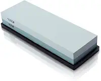 Pedra de Amolar Dupla Face para Facas, Grãos 400/1000, com Base Antiderrapante (Verde e Branco)