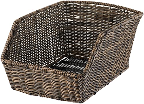 Basil Cento Fahrradkorb – Hinterrad – Rattan Look – wetterfest – Kunststoff – 41 x 25 x 11 cm– Braun