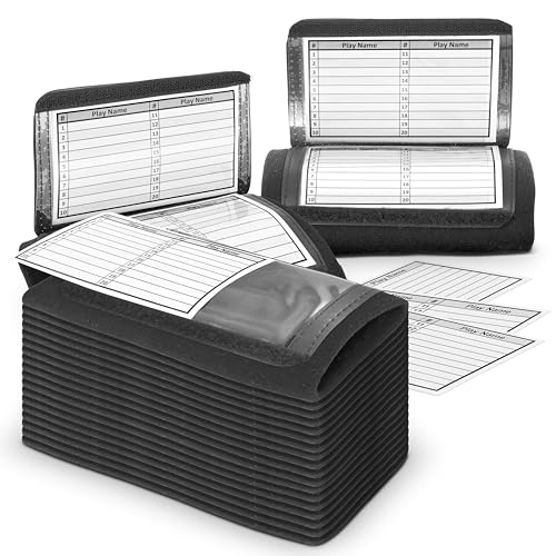 Quarterback Football Play Wristbands -20 Pack (Black) Pro Football & Softball Armbands, Teen/Adult (QB) Wristband Playbook