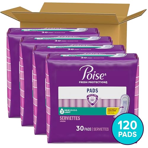 Image of Poise Incontinence Pads & Postpartum Incontinence Pads, 3 Drop Light Absorbency, Regular Length, Packaging May Vary, 120 Count (Pack of 2)