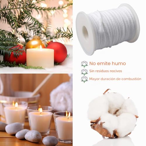 Miniatura 2 de Mechas De Algodón Natural Para Hacer Velas, 2 Rollos 200 Ft 61 M, Material Diy Para Velas
