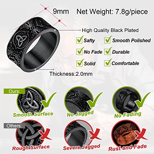 FaithHeart 8mm Moon Star Sun Band Rings for Women Men, Stainless Steel Celtic Knot Band Polished Bands Personalized Customizable3