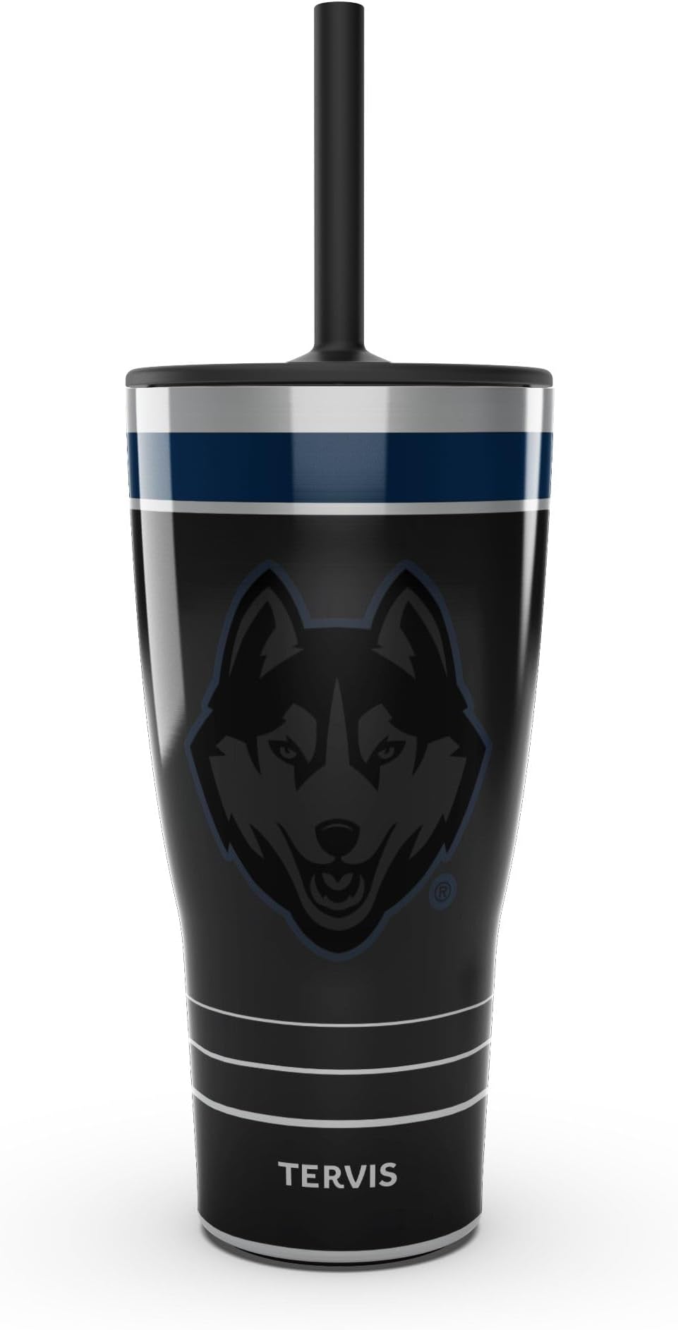 TervisTraveler UConn Huskies - Night Game Triple Walled Insulated Tumbler Travel Cup Keeps Drinks Cold & Hot, 30oz Straw Lid, Stainless Steel