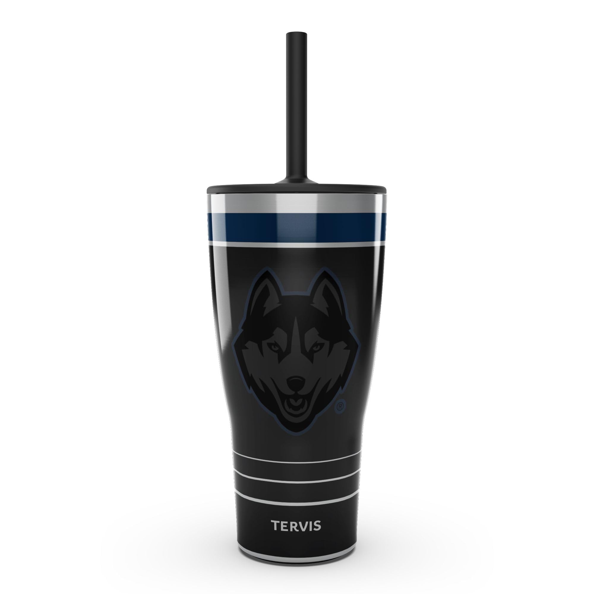TervisTraveler UConn Huskies - Night Game Triple Walled Insulated Tumbler Travel Cup Keeps Drinks Cold & Hot, 30oz Straw Lid, Stainless Steel