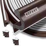 SILIENTWERK 40 Feet Kerf Door Weather Stripping Seal With 8 PCS Corner Seals, Long Reach V-Shaped Strip for Frame Insulation and Soundproofing Large Gaps (Brown)