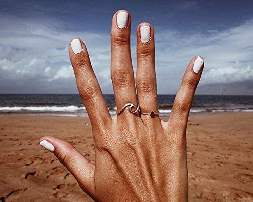Pura Vida Silver Ocean Wave Ring - .925 Sterling Silver, Summer-Themed Design - Size 6