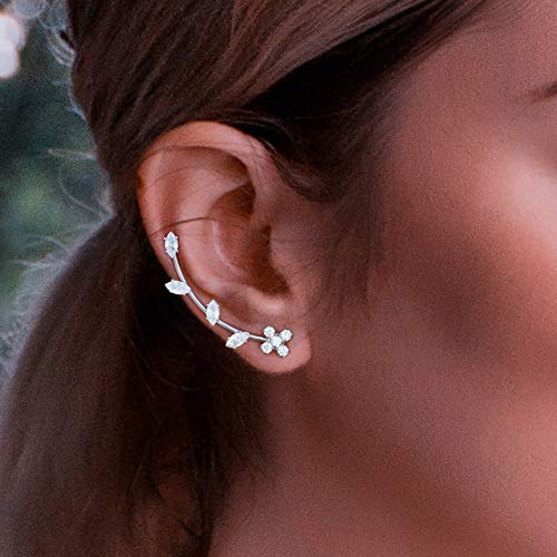 Mytys Silver Color Palm Cuff Bangle With Ear Cuff Earrings Jewelry Set For Women #TOP6