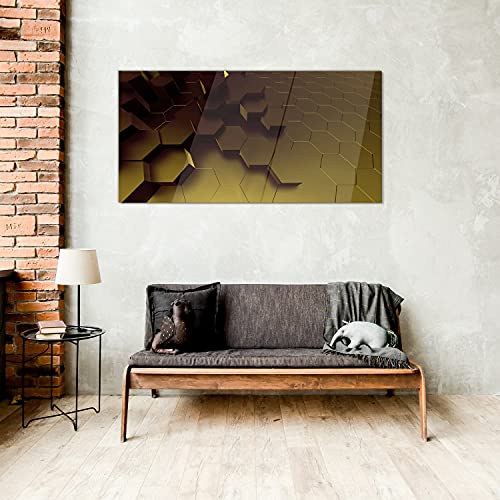 Décoration murale moderne tableau en verre trempé 100x50cm hexagonal - 4