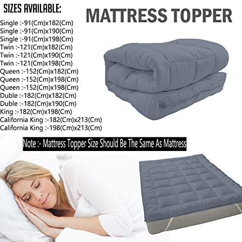 Image of 1200GSM Hollow Fibre Mattress Padding /Topper Dark Blue for Twin Bed-48 Inch X 72 Inch