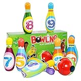 INDOOR & OUTDOOR TOY: Geeignet zum Spielen im Innen- oder Außenbereich. Jüngere Kinder können Zahlen lernen und alle Altersgruppen entwickeln ein besonderes Bewusstsein, Hand-Auge-Koordination, Gleichgewicht, Grobmotorik und Sportlichkeit beim Bowling.