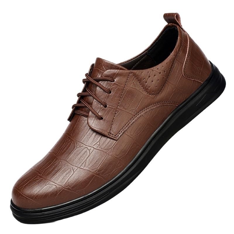 Mens Round-Toe Casual Business Oxford Dress Shoes Fashion Classic Carved Lace Up Leather Comfortable Shoes
