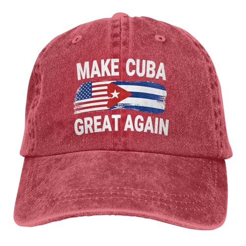 Brfmholfa Cuban Hats for Men Women Make Cuba Great Again Hat American Friendship Nations Cuban Flag Baseball Cap Christmas Birthday Gifts for Cuba Friends Burgundy
