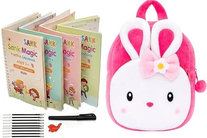 Image of Cartoon Plush Kids School Bag 2-6 Years | Soft Toy Backpack for Boys & Girls | Toddler Nursery Preschool Bag | Lightweight Adjustable Straps