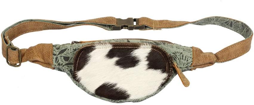 Myra Bag Chic Upcycled Canvas & Cowhide Fanny Pack S-1392