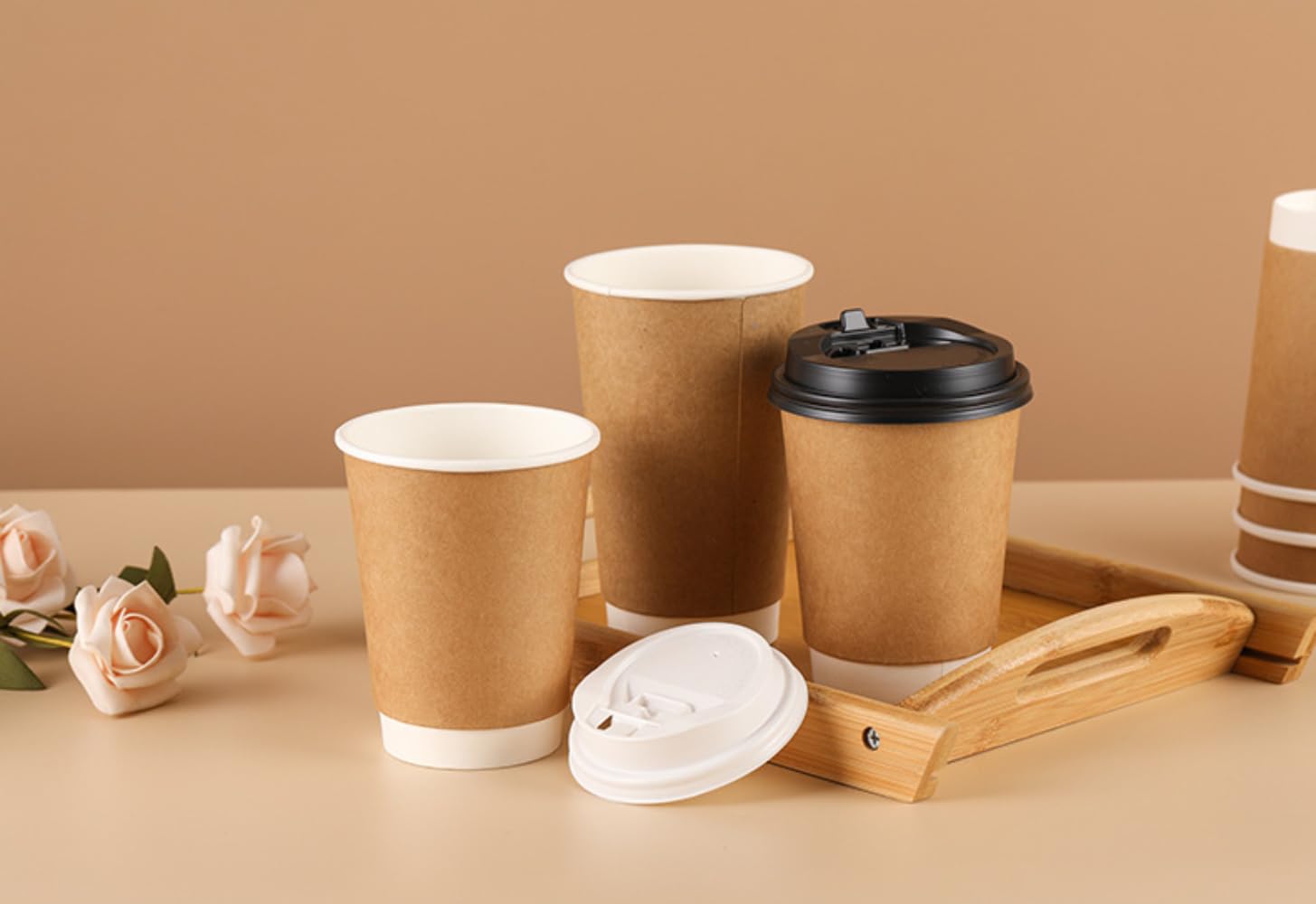 Amazon | Wunnicx紙コップ コーヒーカップ 使い捨て 耐熱 蓋付き 
