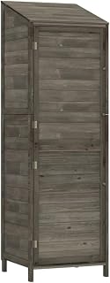 vidaXL Anthracite Solid Fir Wood Garden Shed - Rectangular Outdoor Storage Solution, Sturdy & Durable, Assembly Required, Measures 55x52x174.5 cm