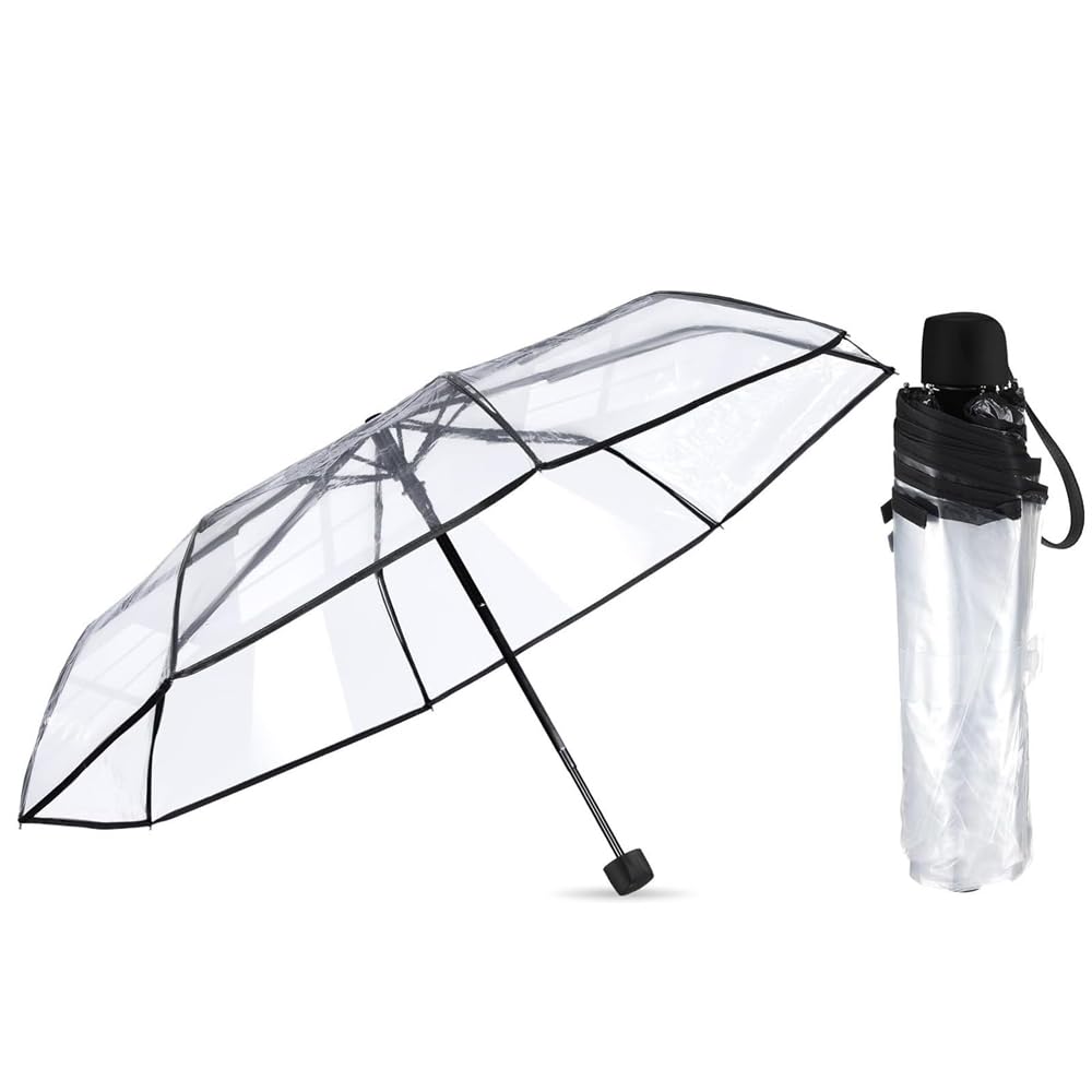 YARDHOBIClear Canopy Wedding Umbrella - Transparent Foldable Travel Umbrella With Manual Open and Close Compact for Rain Women Men Travel and Rainy Day Use, One Size