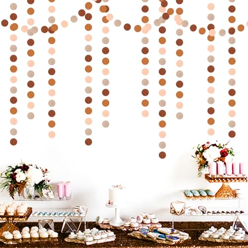 Image of Boho Brown Rose-Gold Party-Decorations Streamers-Garland - 52ft Fall Birthday Hanging Paper Banner,Autumn Baby Bridal Showe Neutral Burgundy Wedding Bachelorette Decor Hugfond