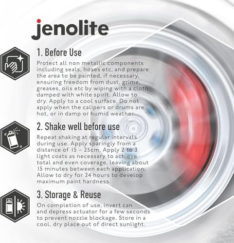 JENOLITE- Bremssattellack Rot. Bremssattelfarbe. Hitzefester Thermolack für Bremsklötze am Auto bis 300°C. Inhalt: 400ml