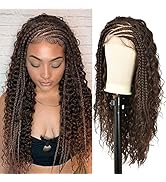 Youthfee 26 Inches 13X4 HD Lace Front Half Braided Curly Wigs for Black Women Cornrow Pre Braided...