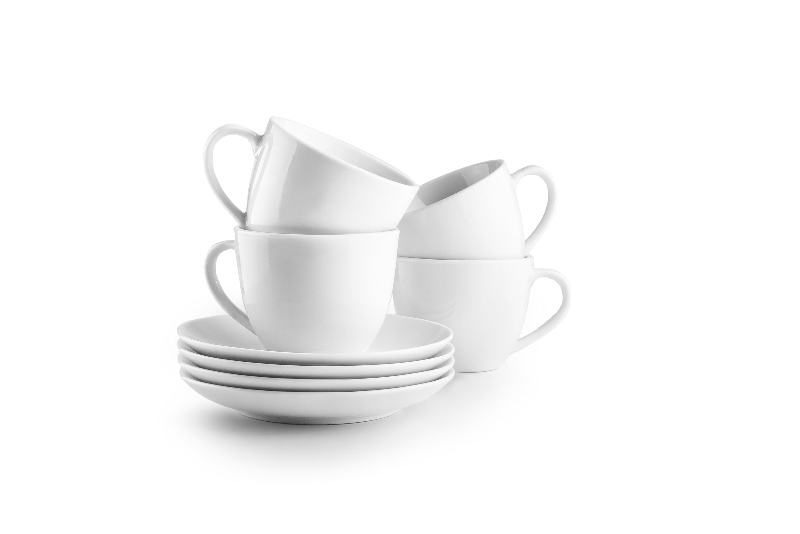IBILI - Set of 6 Cups of 310 ml with Saucers Castilla Blanca, Porcelain, Weiß