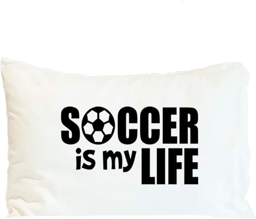 Style In Print Custom Pillow Case Soccer is My Life Inspiration & Motivation Sports Inspiration & Motivation Polyester Home Decor Bed Pillow Covers Personalized Text Here 30x20 Inches