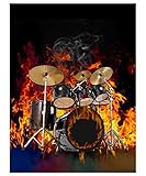 DIY 5D Diamond Painting Fire Drum Set by Number Kits,Full Diamond Rhinestone Pictures Arts Craft...