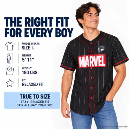 Marvel Mens Spiderman Baseball Jersey Novelty Fashion Spidey Shirt - image 7