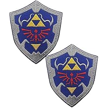 Heiorpai 2Pcs Legend of Zelda Link Shield Hyrules Royal Crest Logo Patch Embroidered Decorative Hook and Loop Fasteners Backing Patch
