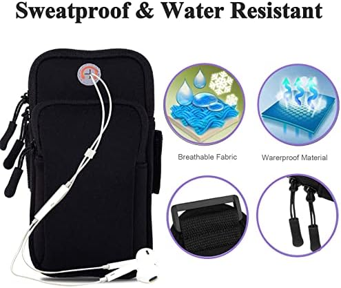 2Pack Phone Armband for Running,Cell Phone Holder Arm Band for iPhone 17 16 16e 15 14 13 12 11 Pro Max Xs Max Xr X 8 7 Plus Mini/Galaxy S26 S25 S24 Note,Waterproof iPhone Armband,Black Sleeve