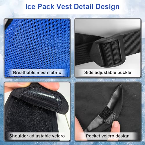 Cooling Vest for Men&Women Adjustable Ice Vest Reflective Cooling Vests with 24 Ice Pack Cool Jacket for Working 6