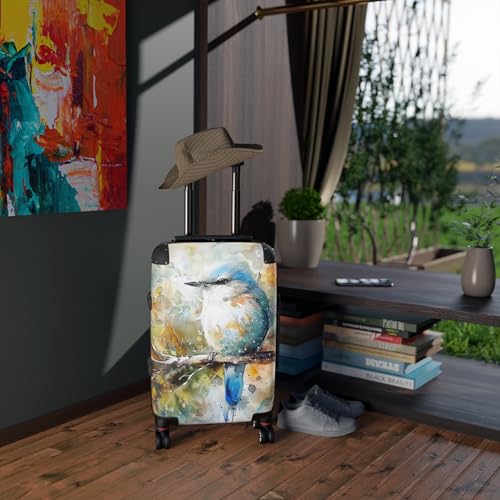 Hard-Shell Suitcase with Bluebird Print, Telescopic Handle, 360° Wheels, Carry-On/Medium/Large Sizes (Carry-On)4