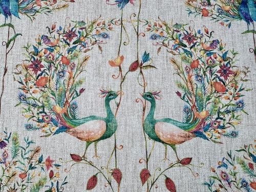 Tissu imprimé paon floral de 140 cm de large idéal pour rideau de cuisine
