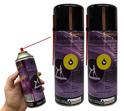 Kit 2 Silicones Spray 400ml Profissional Para Lubrificar Esteira Elétrica Paulista