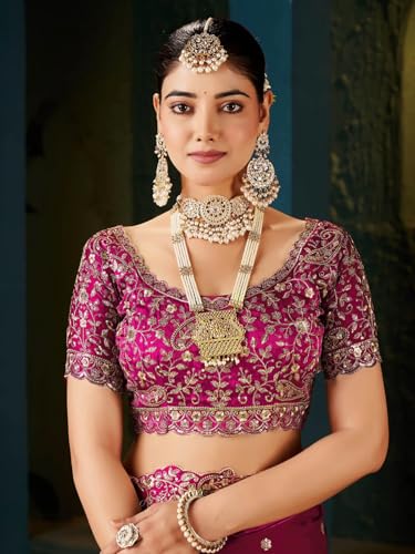 Image of SIRIL Women's Tissue Silk Sequence Embroidery Saree with Unstitched Blouse Piece