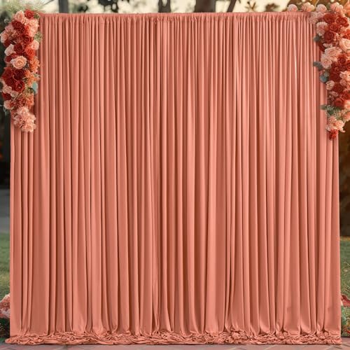 Rust Backdrop Curtain for Parties Wedding Wrinkle Free Red Photo Curtains Backdrop Drapes Fabric Decoration for Birthday Party Baby Shower Christmas 5ft x 7ft,2 Panels
