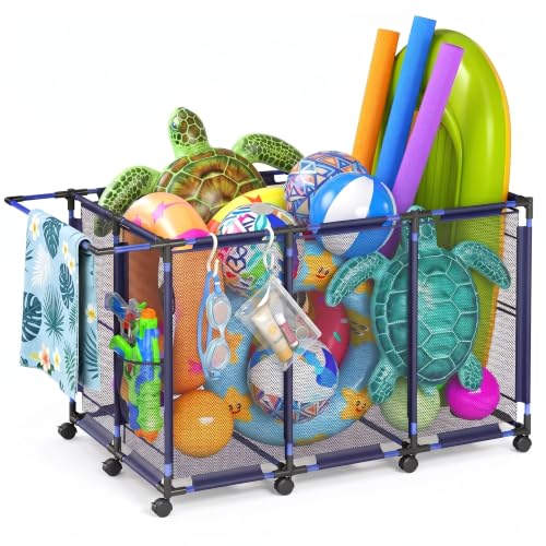Pool Toy Storage Organizer, Large Rolling Mesh...