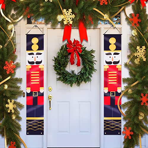 Wikay 1 par 175 x 30 cm tamaño Natural Soldado Cascanueces Modelo Banner decoración poliéster Navidad al Aire Libre Cascanueces decoración para Puerta de Entrada, Porche, jardín, Fest Cover