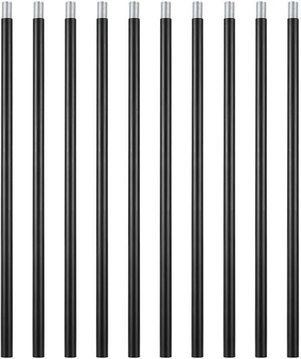 Matte Black M10 Threaded Extension Rod, 10 PCS 12 Inches Threaded Extension Rod for Pendant Light, Island Lighting, Chandeliers, Lighting Fixture Rods Stems (Black) by Live Clouds - Used condition - US$10.18