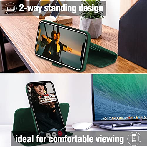 Wenbelle For Iphone 13 Pro Max(6.7 Inch), 2-In-1 Magnetic Detachable Tpu Shockproof Genuine Leather Wallet Case,Rfid Blocking Protection,Viewing Stand And Card Slots Flip Cases (Midnight Green) #TOP4