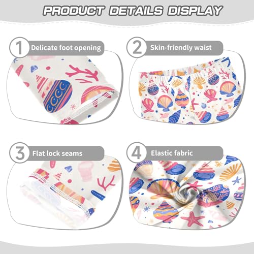 KLL Seashells Different Shapes and Starfish Girls Cotton Pants Fashion High Waisted Activewear Sports3